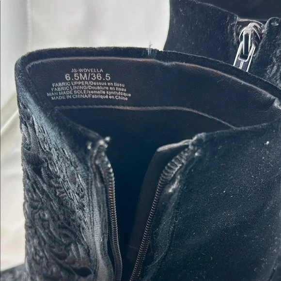 Jessica Simpson Elegant Black Velvet Ankle Boots 36.5 - Picture 3 of 8